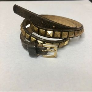 StreetsAhead Brown Leather Gold Stud Wrap Bracelet